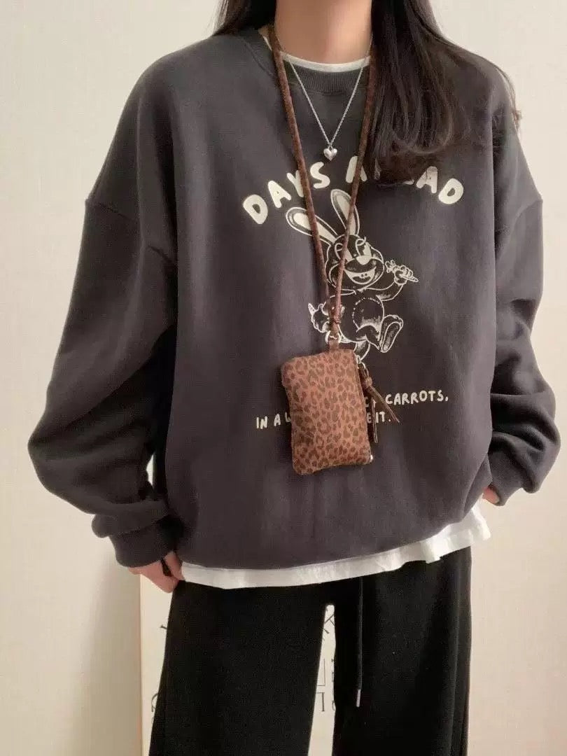 Fleece-lined loose fit sweatshirt