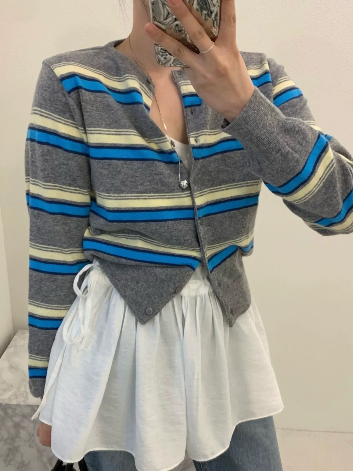 Cashmere striped cardigan