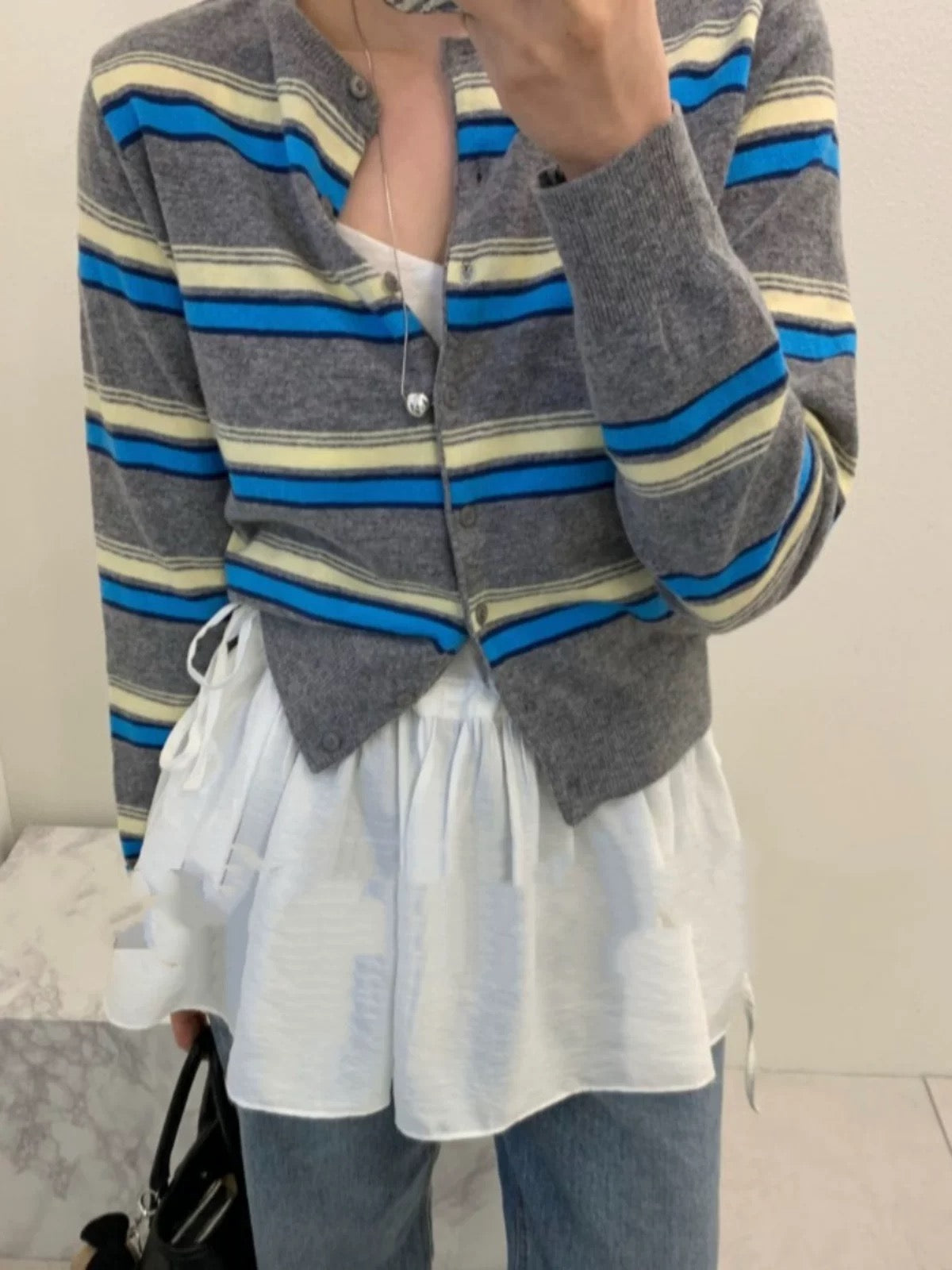 Cashmere striped cardigan